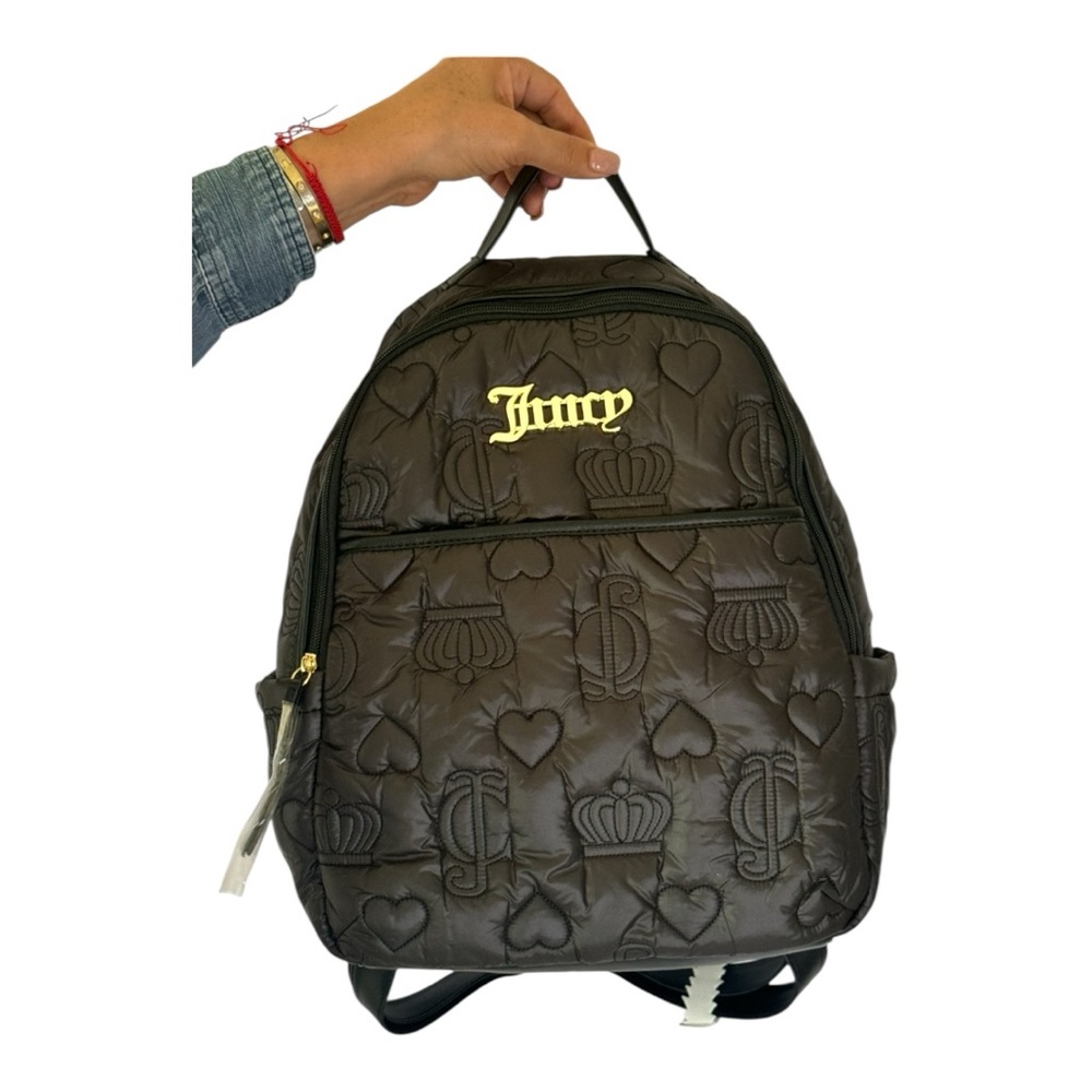 Juicy Couture Quilted Backpack – Black & logo Gold 💖🎒